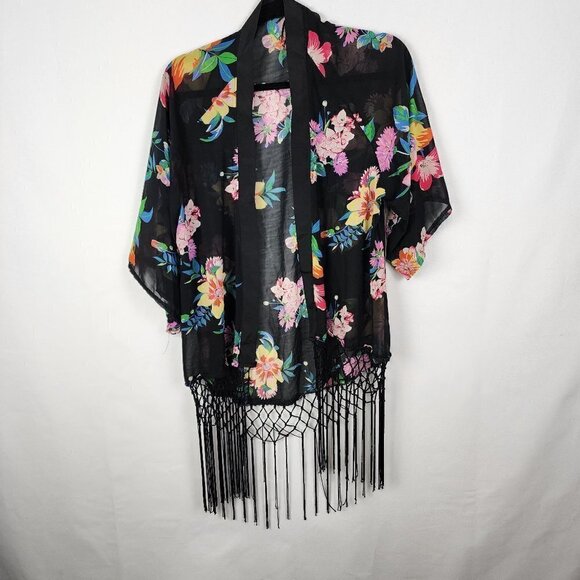 Ruiyige Floral Fringe Kimono M - Picture 1 of 3